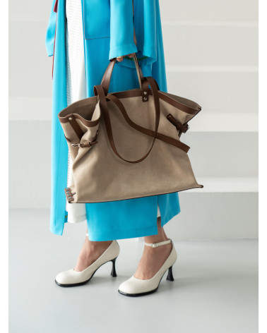 Шоппер шкіра+замша 001